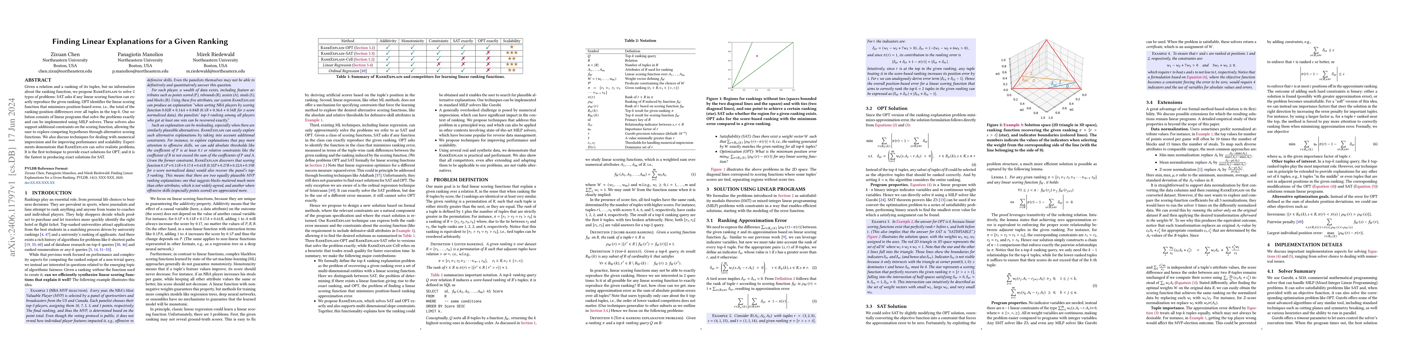 Thumbnail for Finding Linear Explanations for a Given Ranking