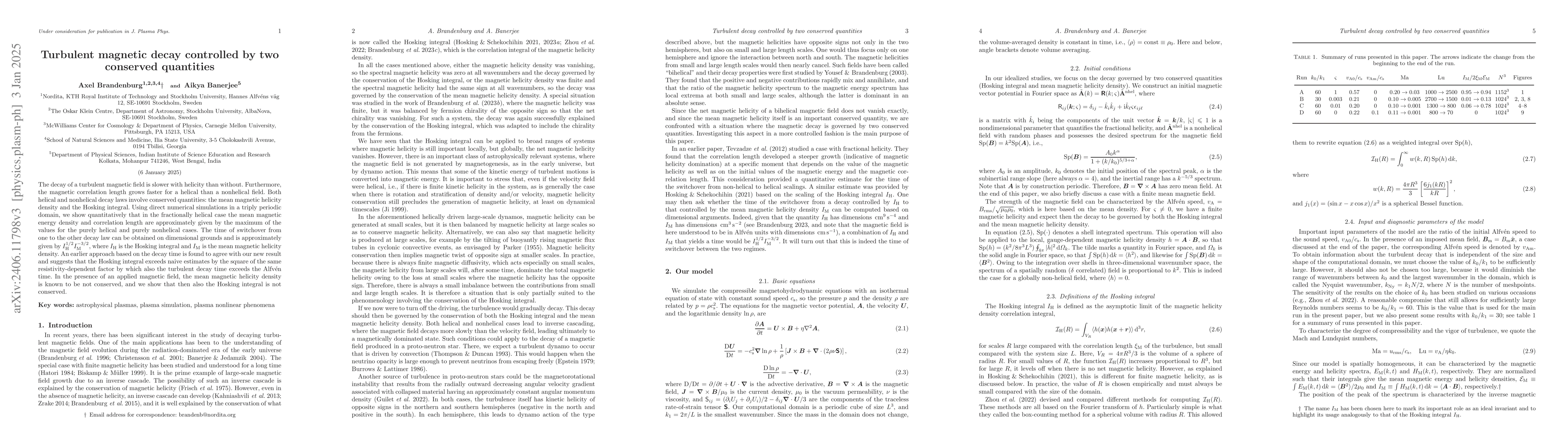 Thumbnail for Turbulent magnetic decay controlled by two conserved quantities