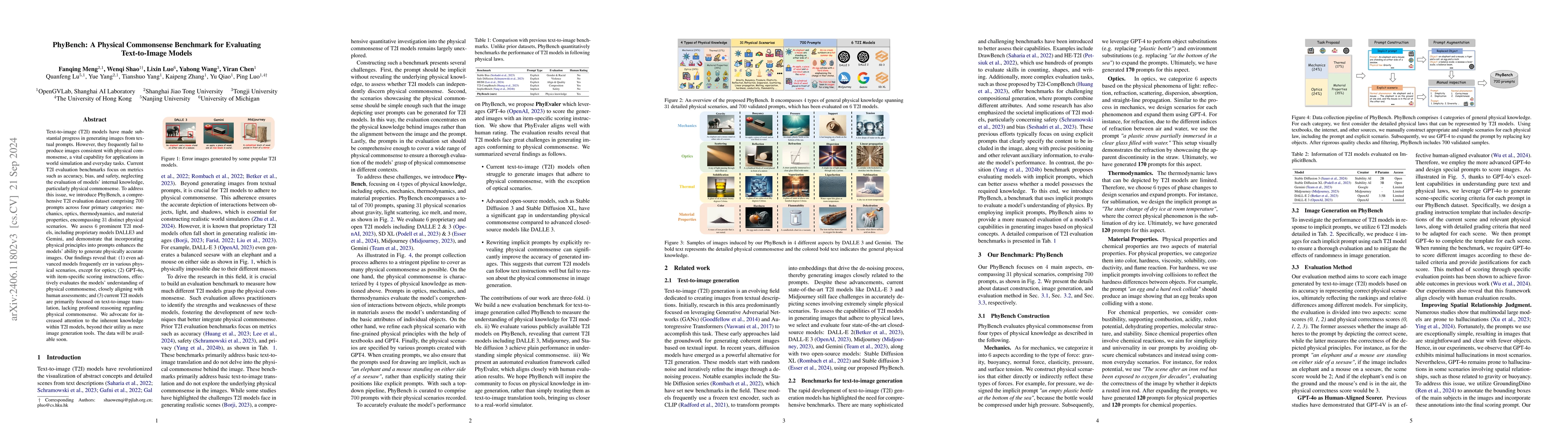 Thumbnail for PhyBench: A Physical Commonsense Benchmark for Evaluating Text-to-Image
  Models