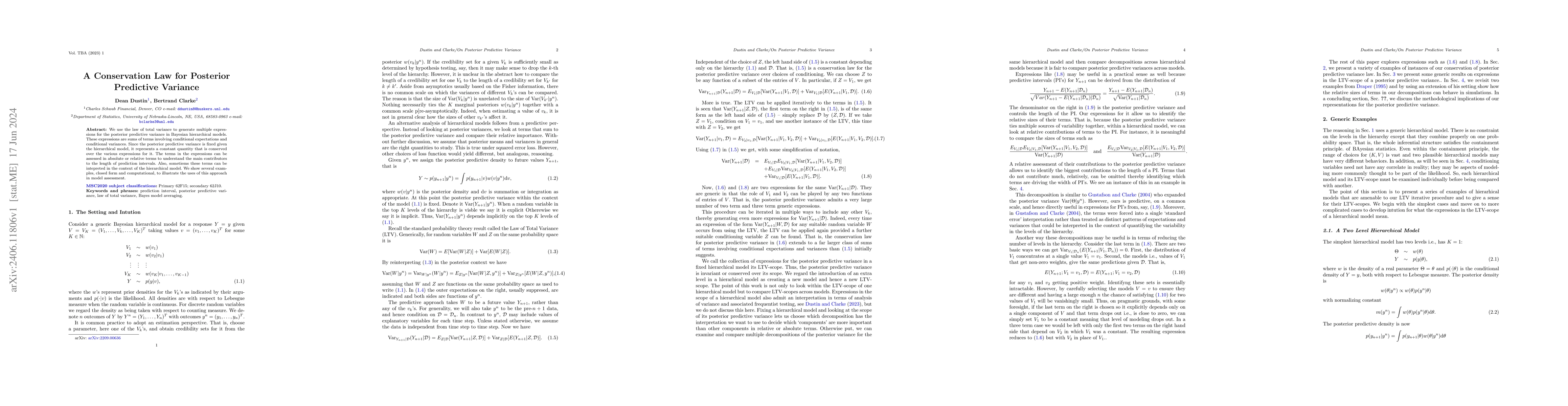 Thumbnail for A conservation law for posterior predictive variance