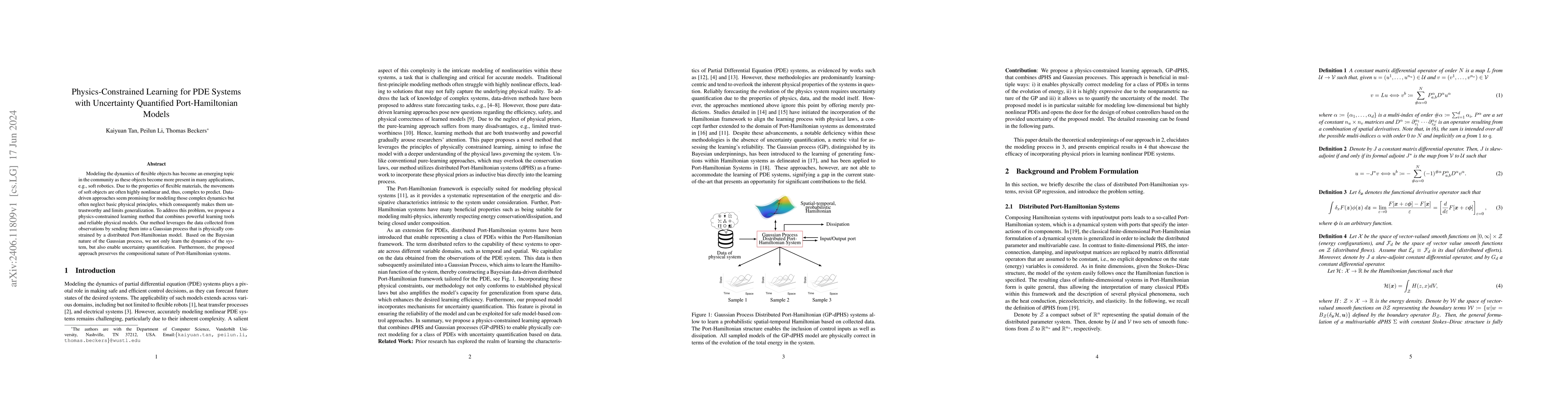 Thumbnail for Physics-Constrained Learning for PDE Systems with Uncertainty Quantified
  Port-Hamiltonian Models