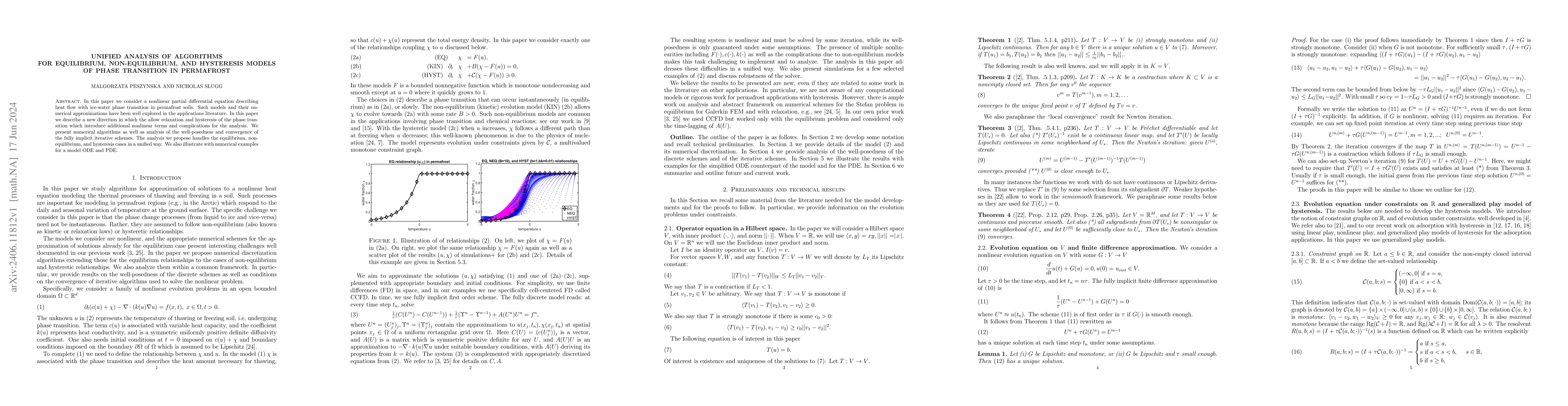 Thumbnail for Unified analysis of algorithms for equilibrium, non-equilibrium, and
  hysteresis models of phase transition in permafrost
