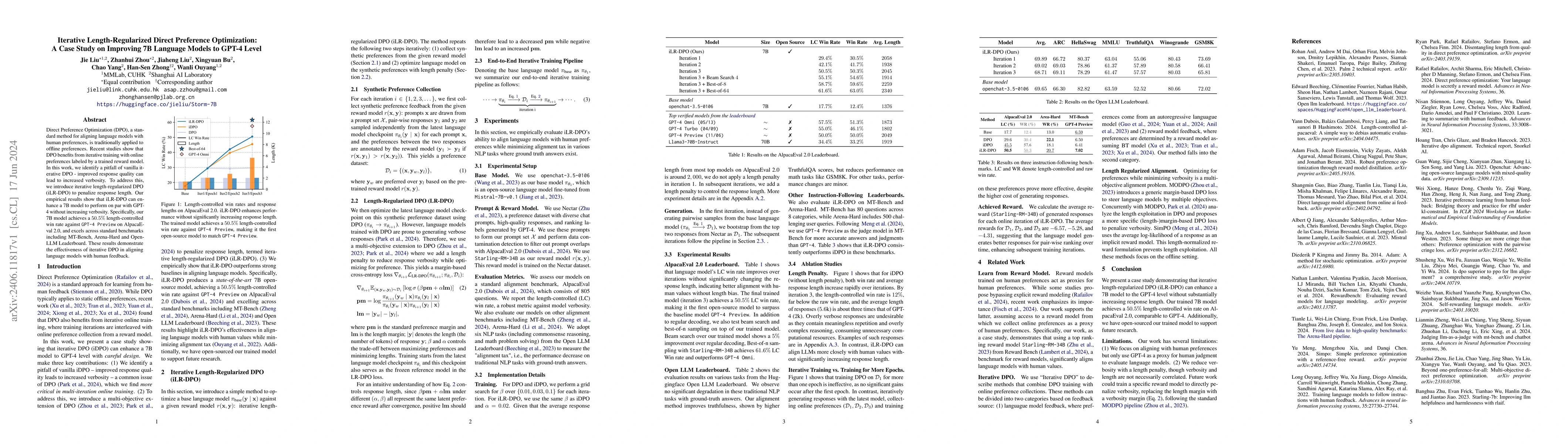 Thumbnail for Iterative Length-Regularized Direct Preference Optimization: A Case
  Study on Improving 7B Language Models to GPT-4 Level