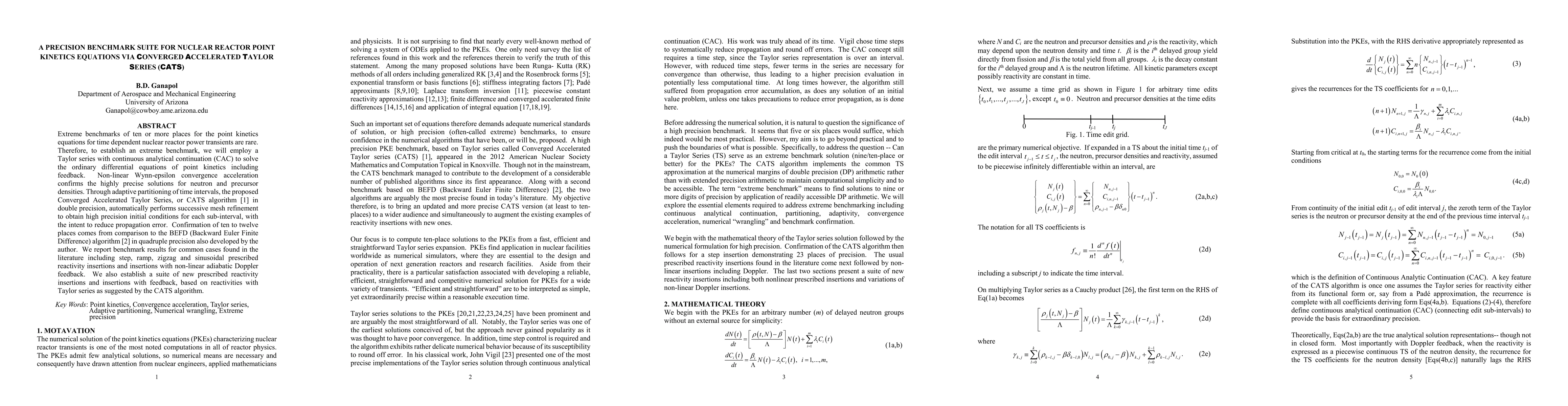 Thumbnail for A precision benchmark suite for nuclear reactor point kinetics equations
  via converged accelerated Taylor series (cats)