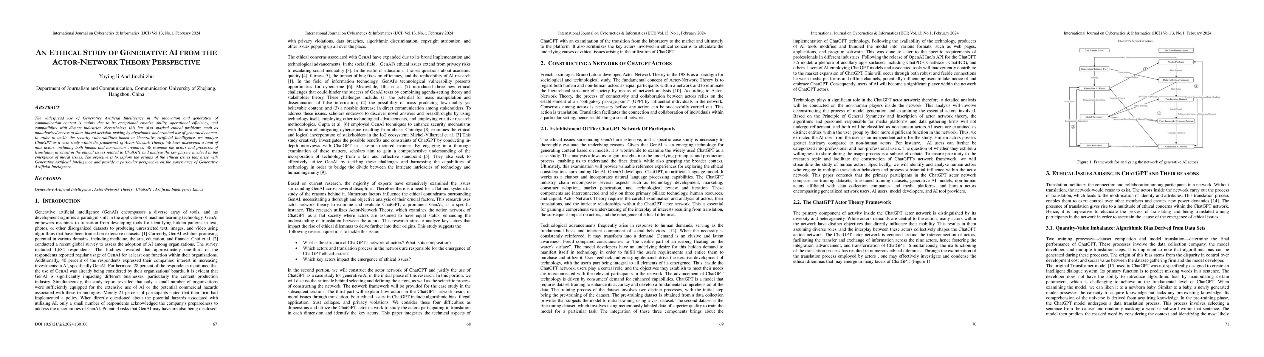 Thumbnail for An ethical study of generative AI from the Actor-Network Theory
  perspective