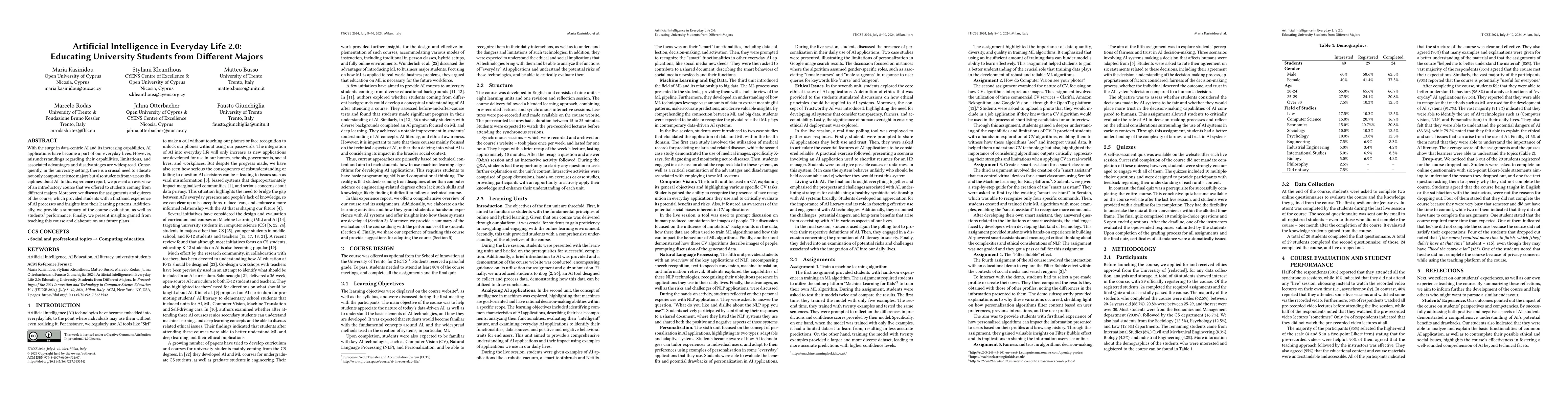 Thumbnail for Artificial Intelligence in Everyday Life 2.0: Educating University
  Students from Different Majors