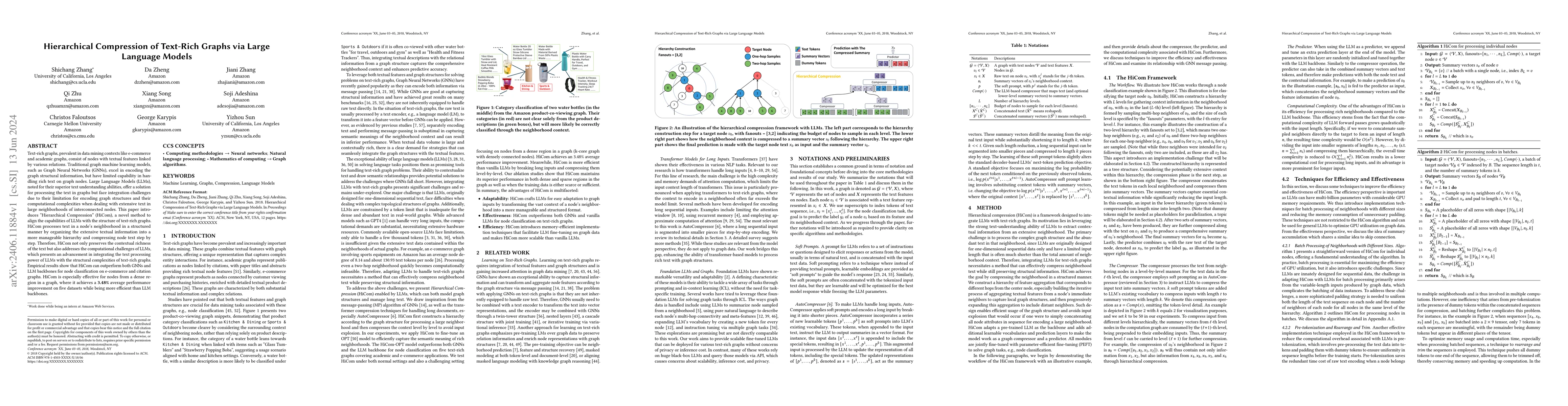 Thumbnail for Hierarchical Compression of Text-Rich Graphs via Large Language Models