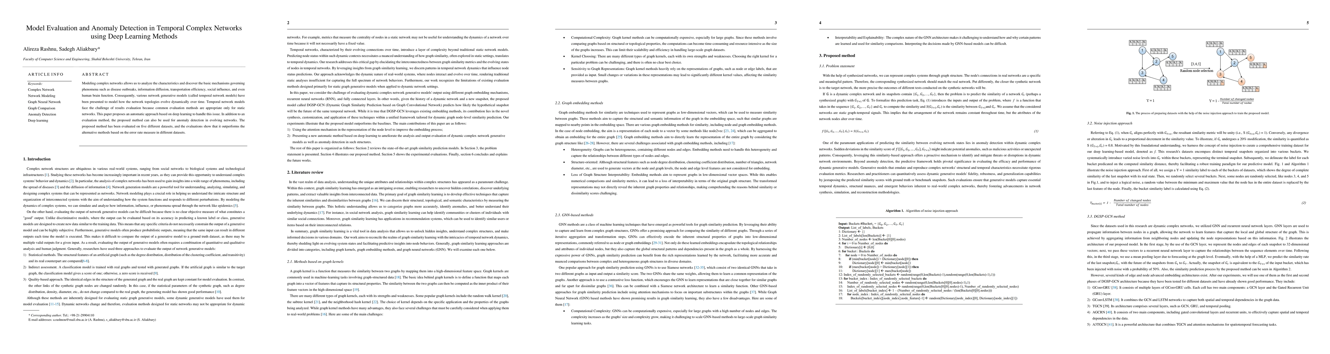 Thumbnail for Model Evaluation and Anomaly Detection in Temporal Complex Networks
  using Deep Learning Methods