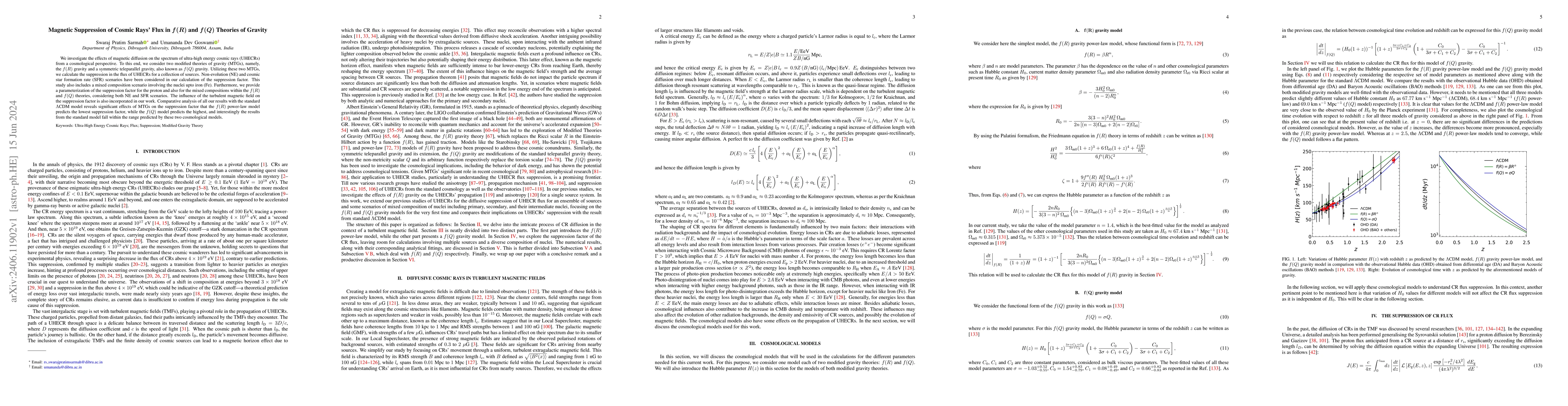 Thumbnail for Magnetic Suppression of Cosmic Rays' Flux in $\boldsymbol{f(R)}$ and
  $\boldsymbol{f(Q)}$ Theories of Gravity