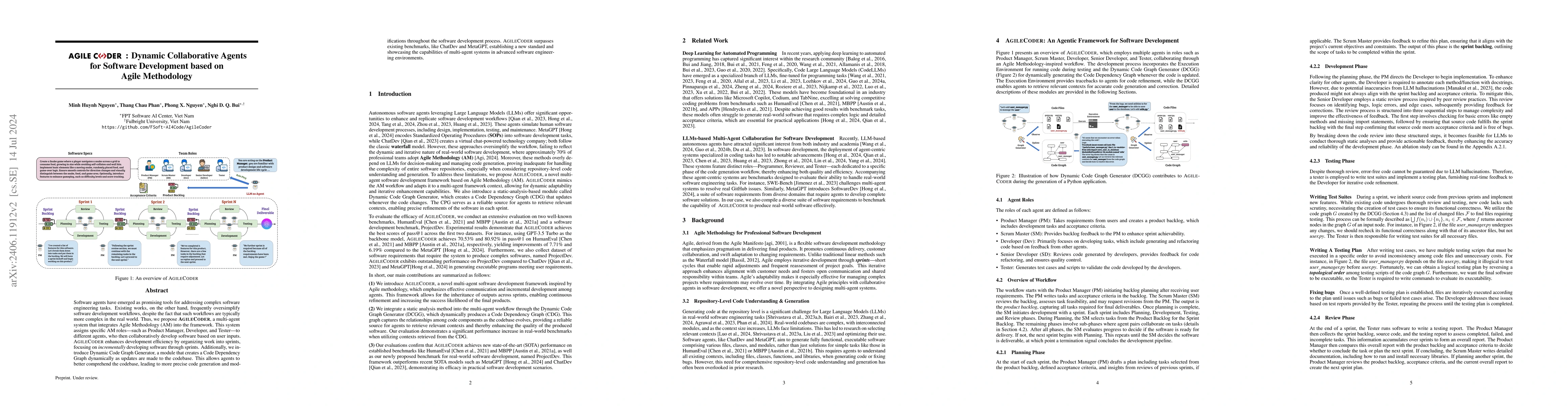 Thumbnail for AgileCoder: Dynamic Collaborative Agents for Software Development based
  on Agile Methodology