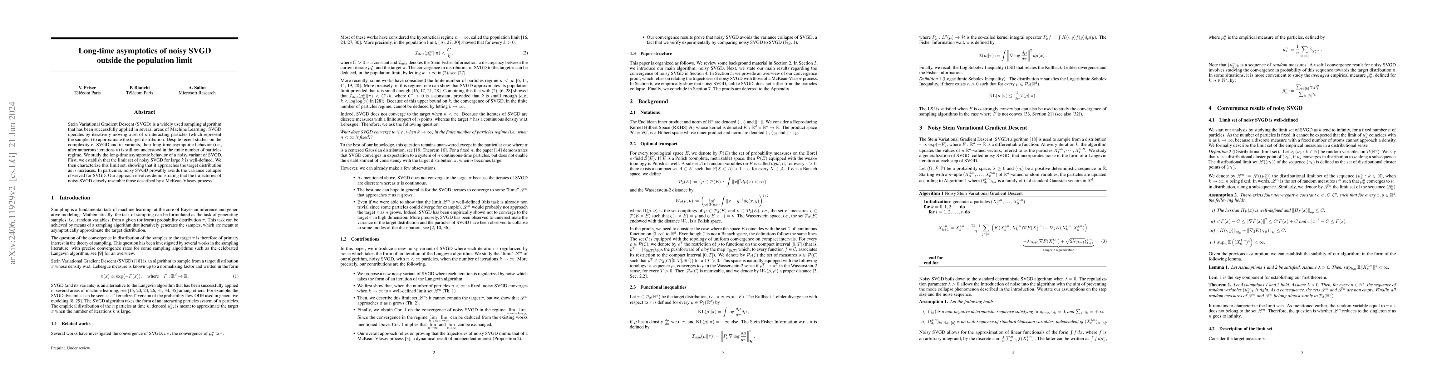 Thumbnail for Long-time asymptotics of noisy SVGD outside the population limit