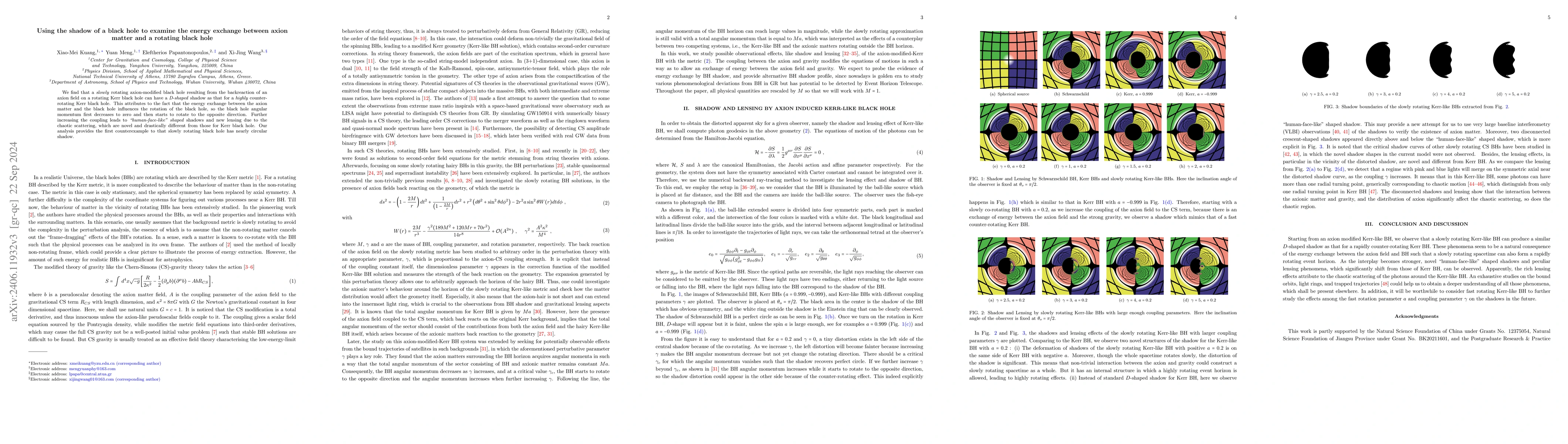 Thumbnail for Using shadow of black hole to examine the energy exchange between axion
  matter and rotating black hole