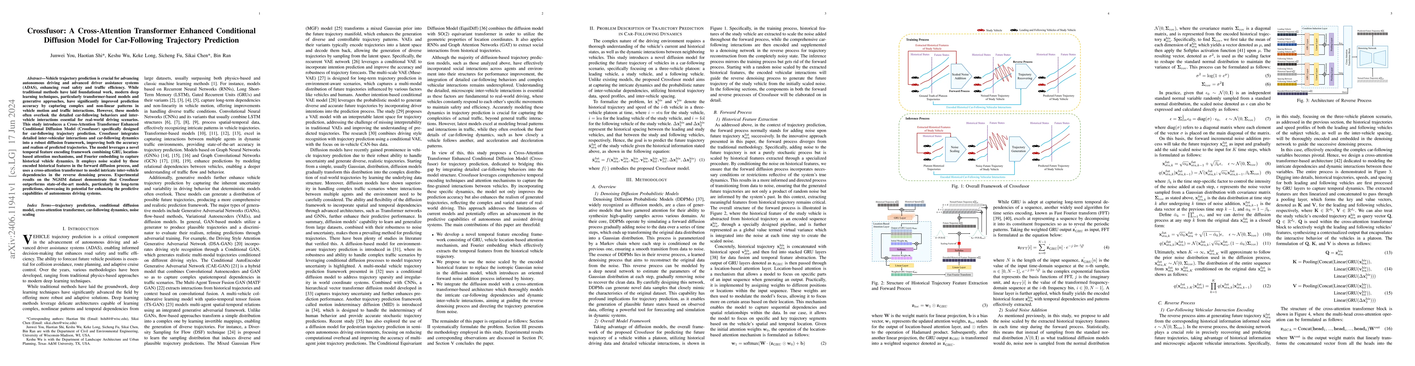 Thumbnail for Crossfusor: A Cross-Attention Transformer Enhanced Conditional Diffusion
  Model for Car-Following Trajectory Prediction