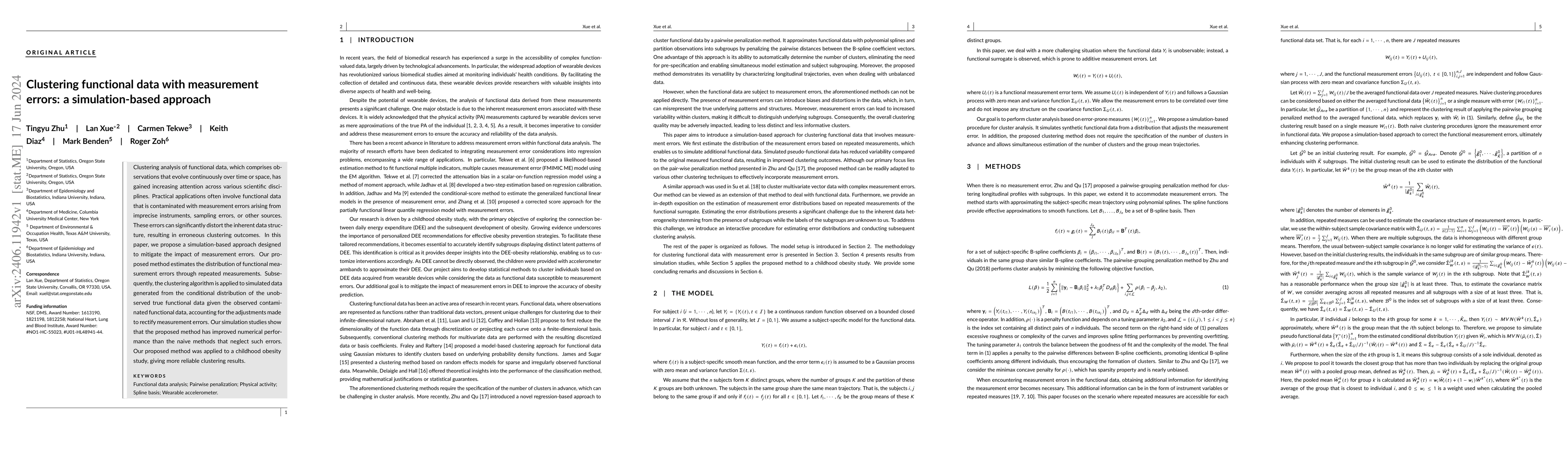 Thumbnail for Clustering functional data with measurement errors: a simulation-based
  approach
