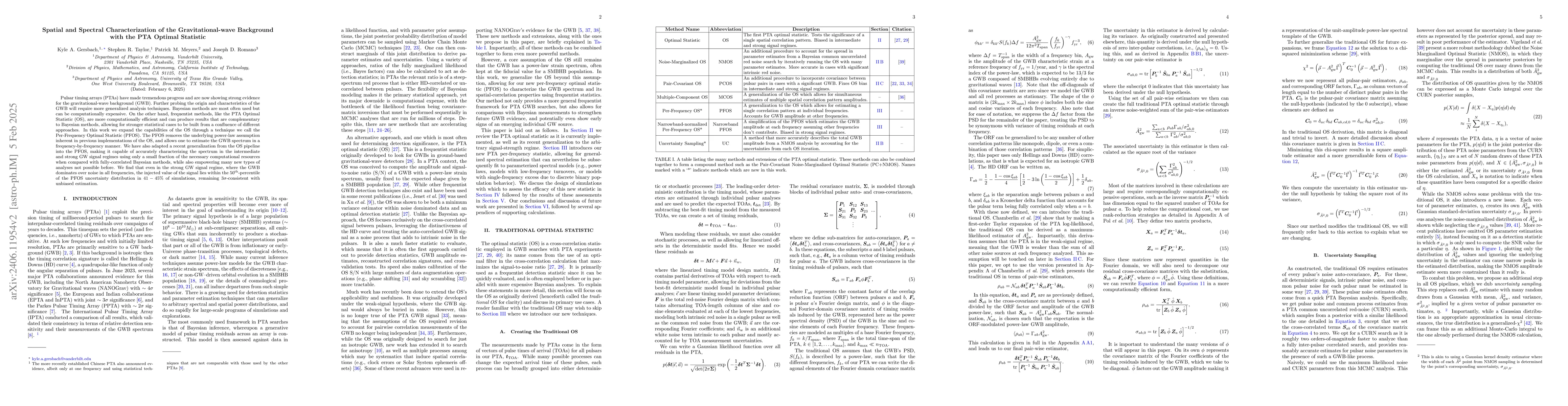 Thumbnail for Spatial and Spectral Characterization of the Gravitational-wave
  Background with the PTA Optimal Statistic