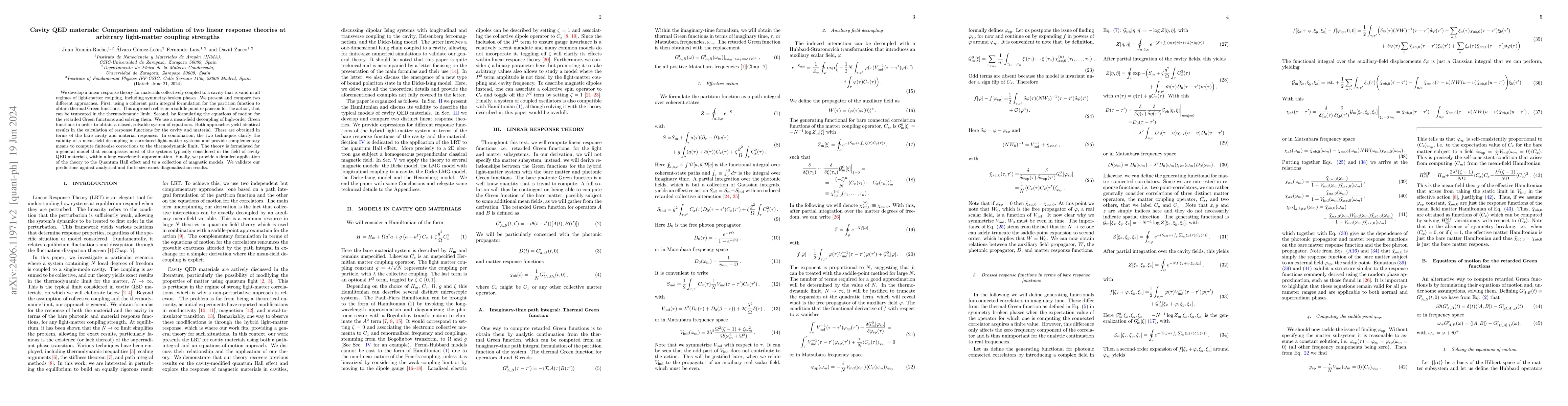 Thumbnail for Cavity QED materials: Comparison and validation of two linear response
  theories at arbitrary light-matter coupling strengths
