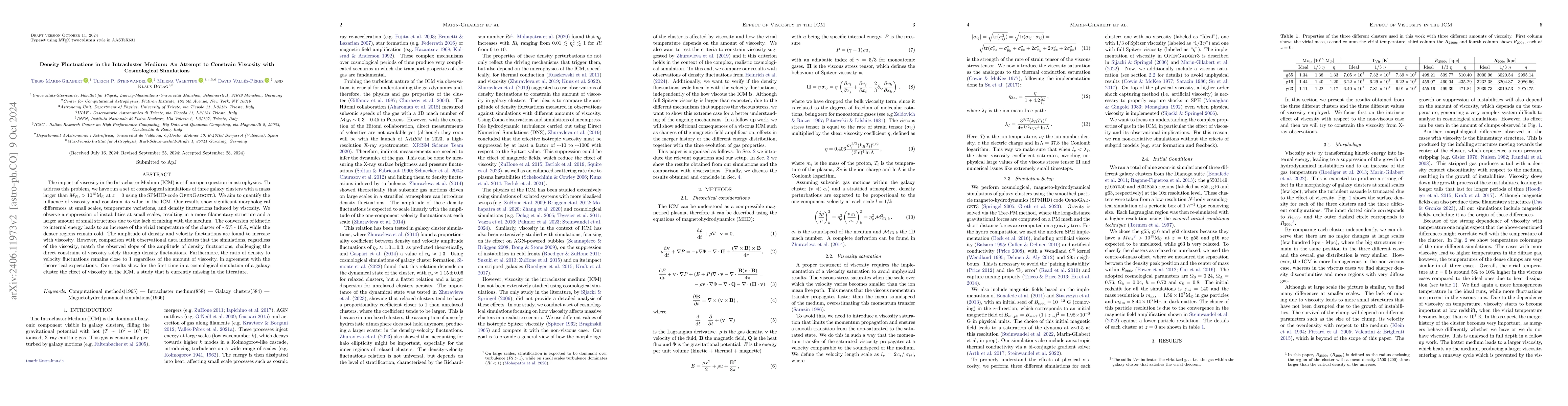 Thumbnail for Density Fluctuations in the Intracluster Medium: An Attempt to Constrain
  Viscosity with Cosmological Simulations