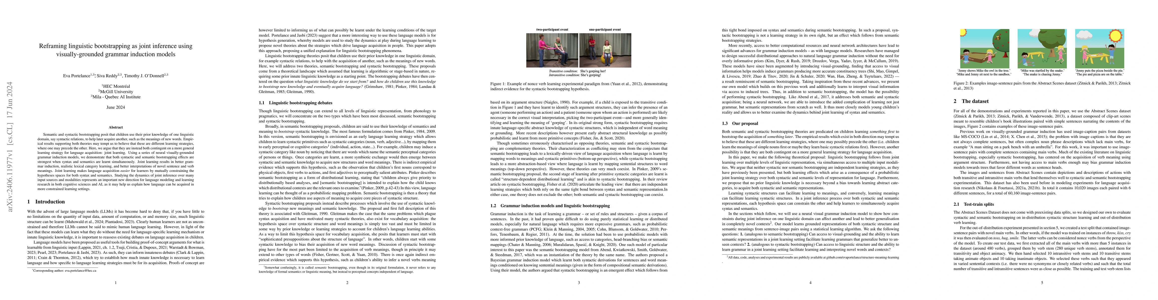 Thumbnail for Reframing linguistic bootstrapping as joint inference using
  visually-grounded grammar induction models