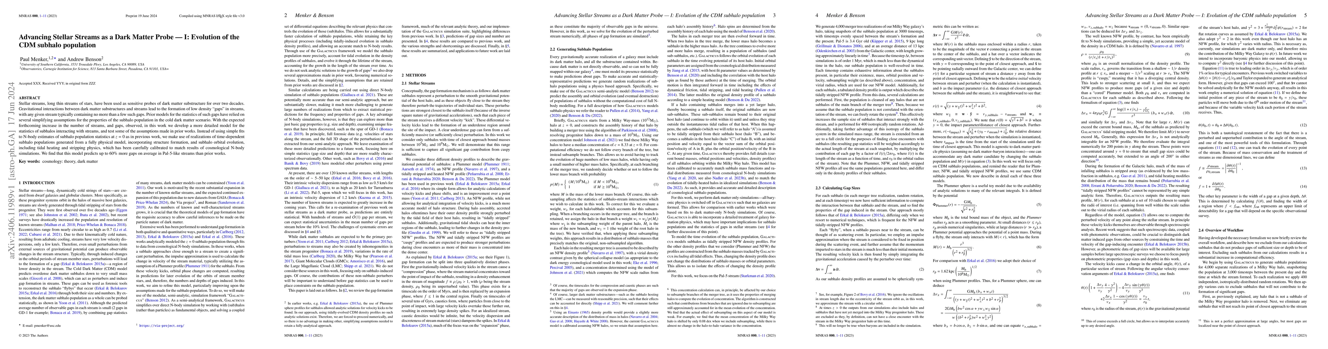 Thumbnail for Advancing Stellar Streams as a Dark Matter Probe -- I: Evolution of the
  CDM subhalo population