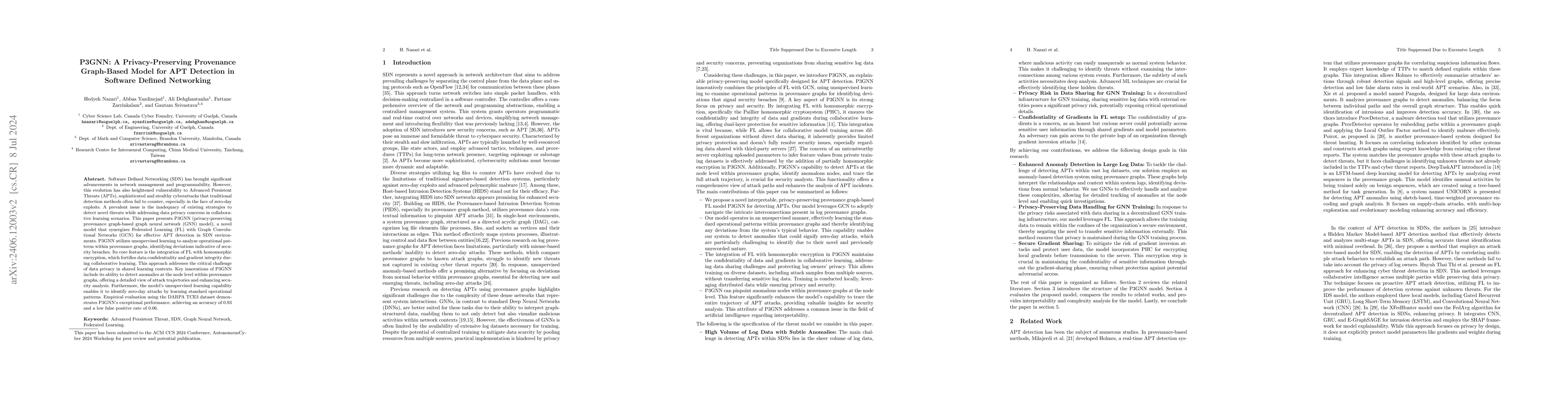 Thumbnail for P3GNN: A Privacy-Preserving Provenance Graph-Based Model for APT
  Detection in Software Defined Networking