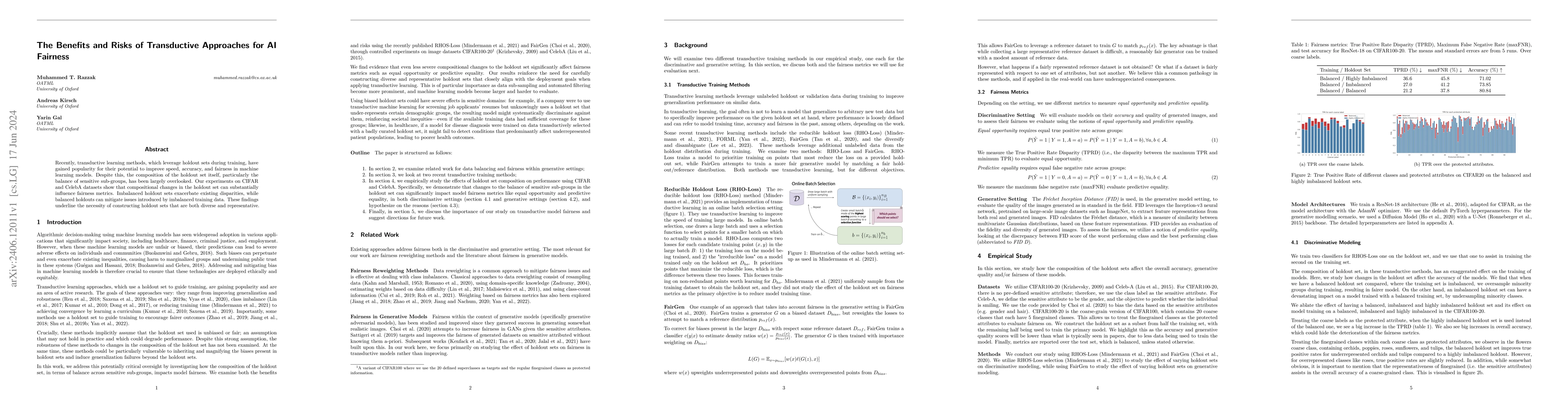Thumbnail for The Benefits and Risks of Transductive Approaches for AI Fairness