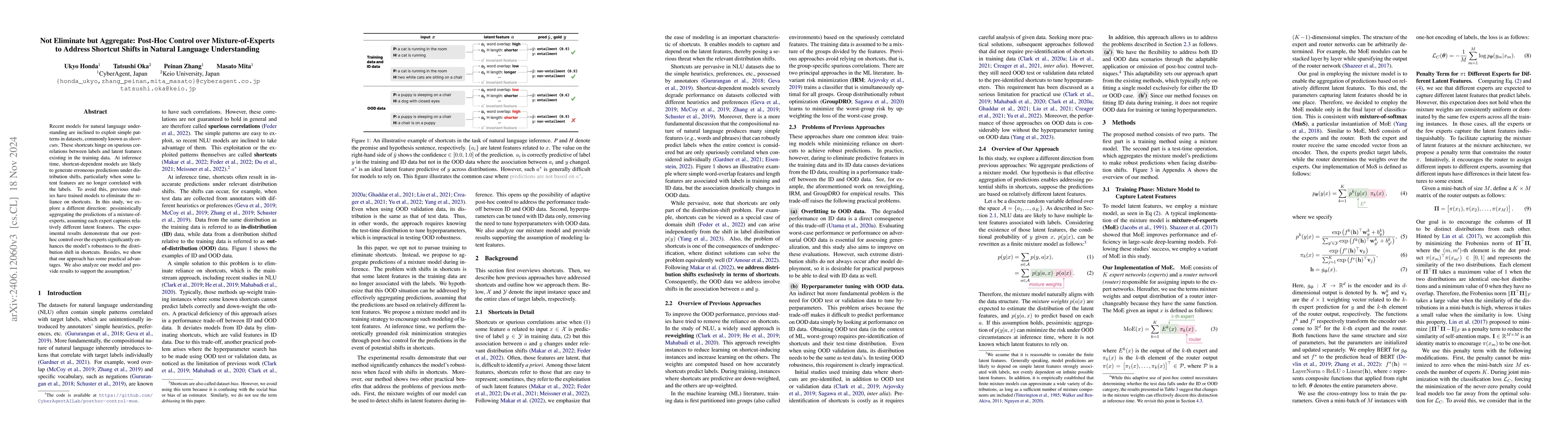 Thumbnail for Not Eliminate but Aggregate: Post-Hoc Control over Mixture-of-Experts to
  Address Shortcut Shifts in Natural Language Understanding