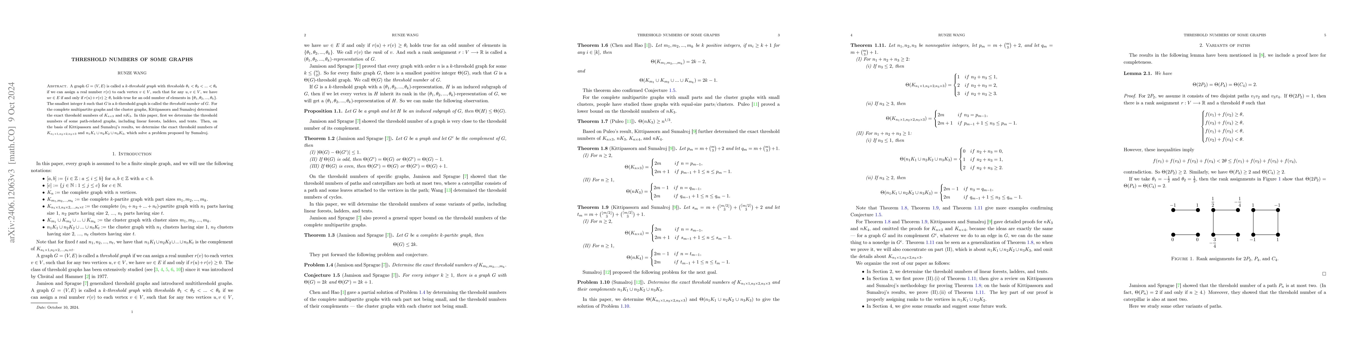 Thumbnail for Threshold numbers of multipartite graphs with small parts