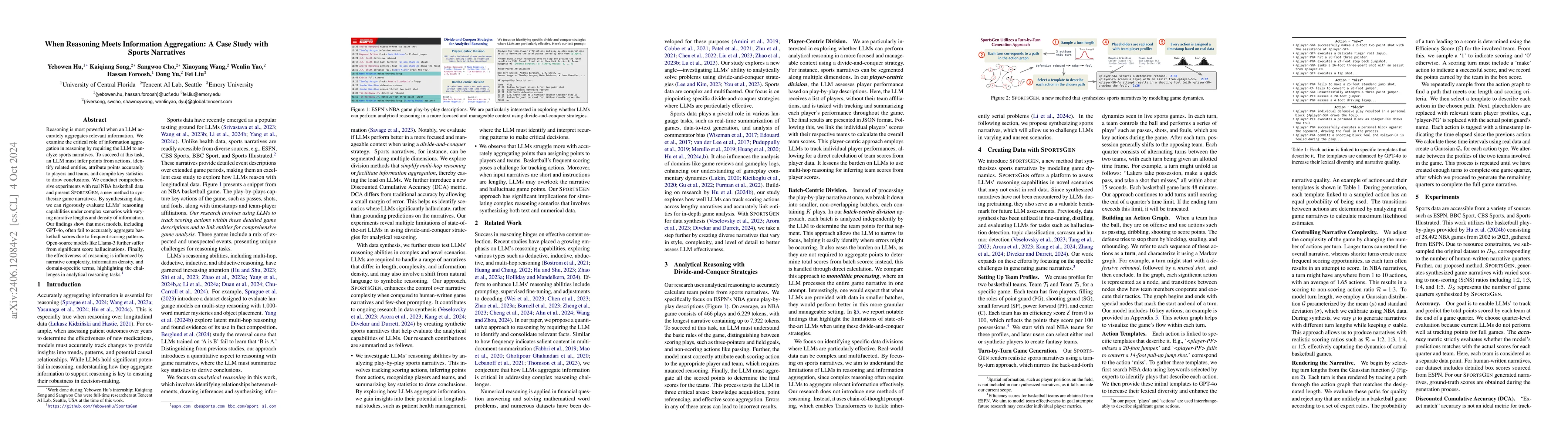 Thumbnail for When Reasoning Meets Information Aggregation: A Case Study with Sports
  Narratives