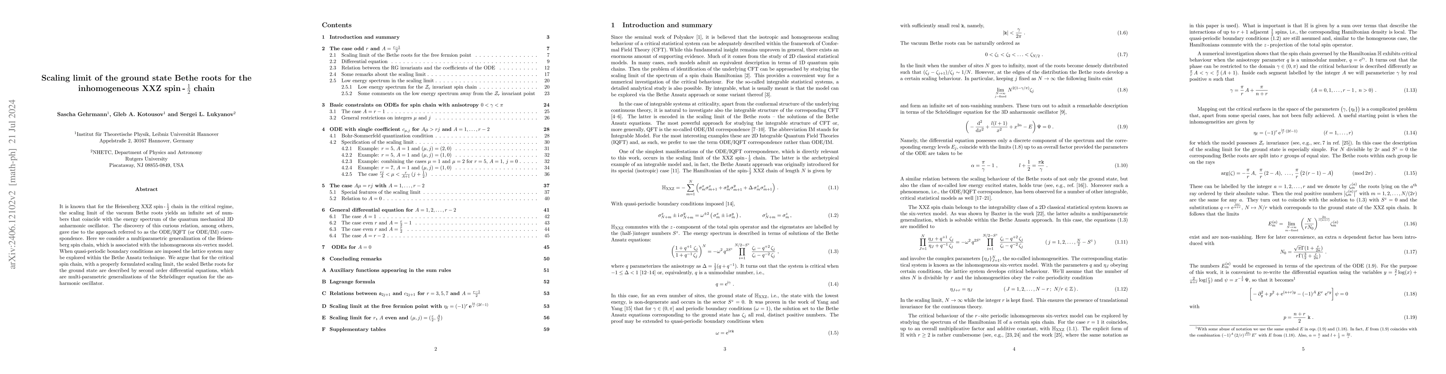 Thumbnail for Scaling limit of the ground state Bethe roots for the inhomogeneous XXZ
  spin-$\frac{1}{2}$ chain