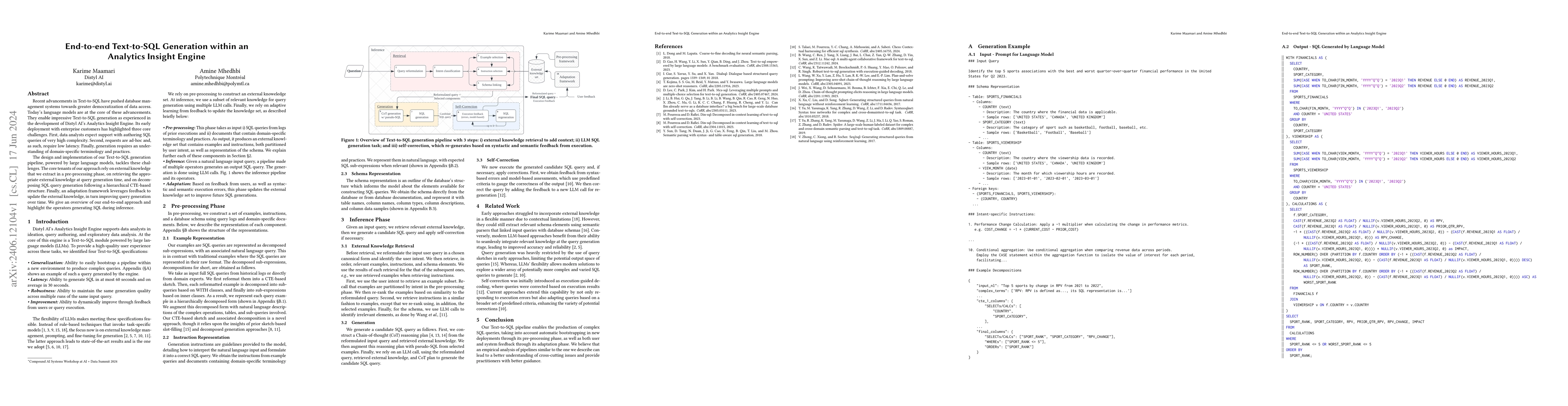 Thumbnail for End-to-end Text-to-SQL Generation within an Analytics Insight Engine