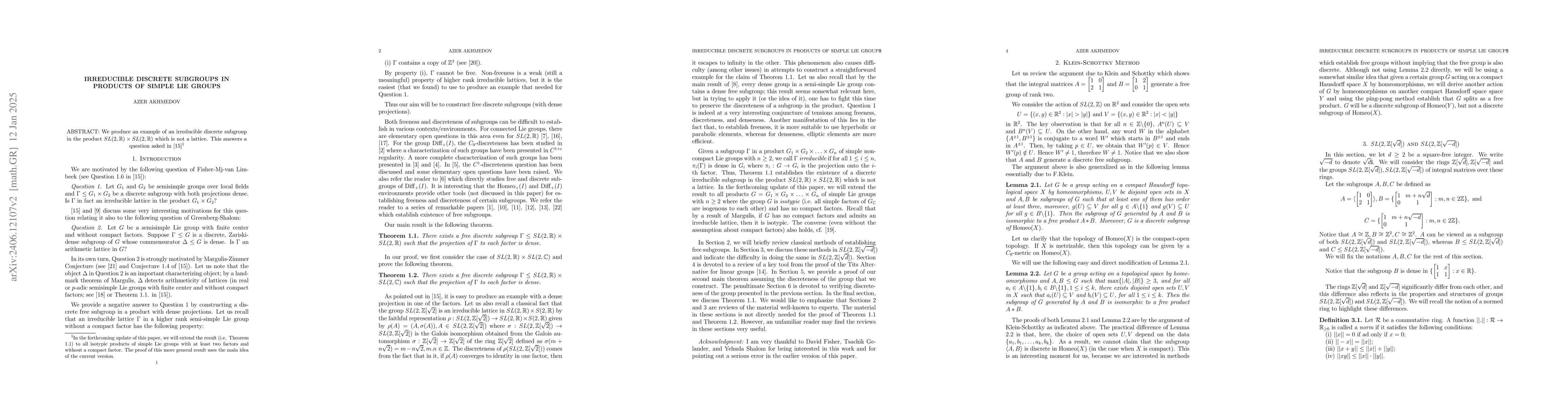 Thumbnail for Irreducible discrete subgroups in products of simple Lie groups