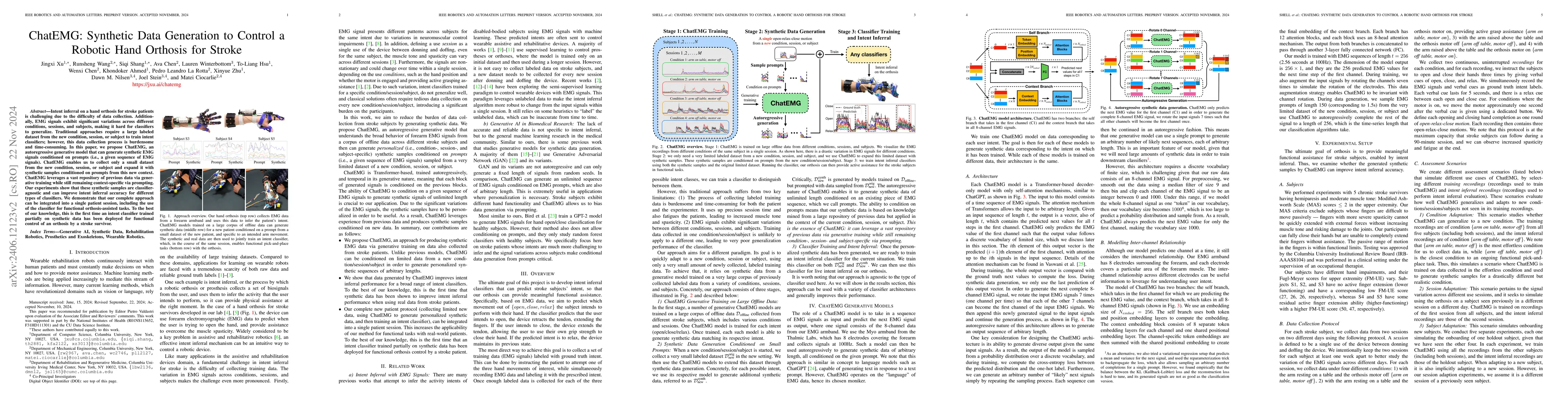 Thumbnail for ChatEMG: Synthetic Data Generation to Control a Robotic Hand Orthosis
  for Stroke