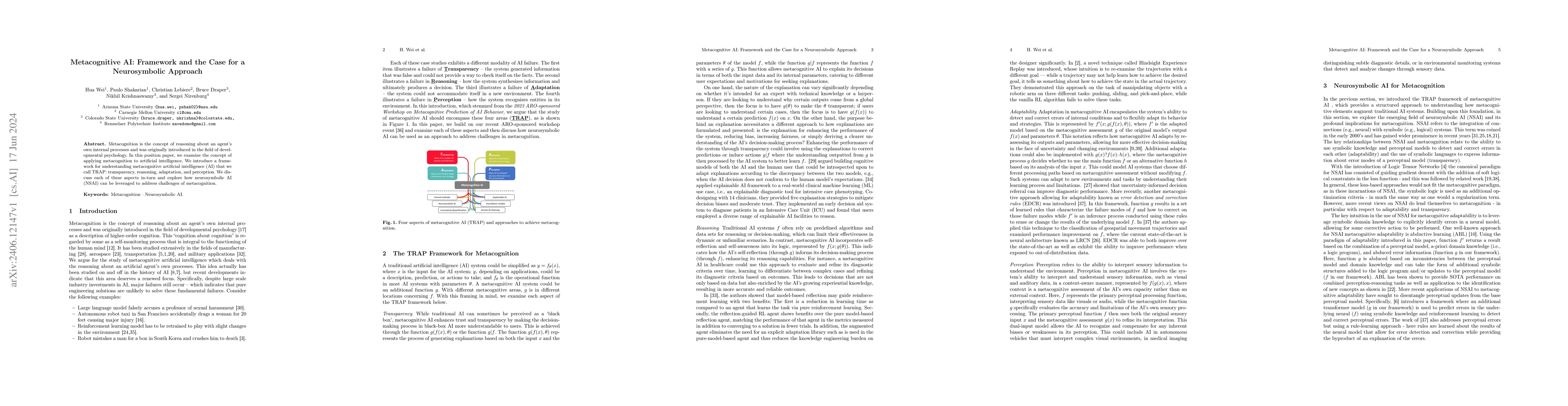 Thumbnail for Metacognitive AI: Framework and the Case for a Neurosymbolic Approach