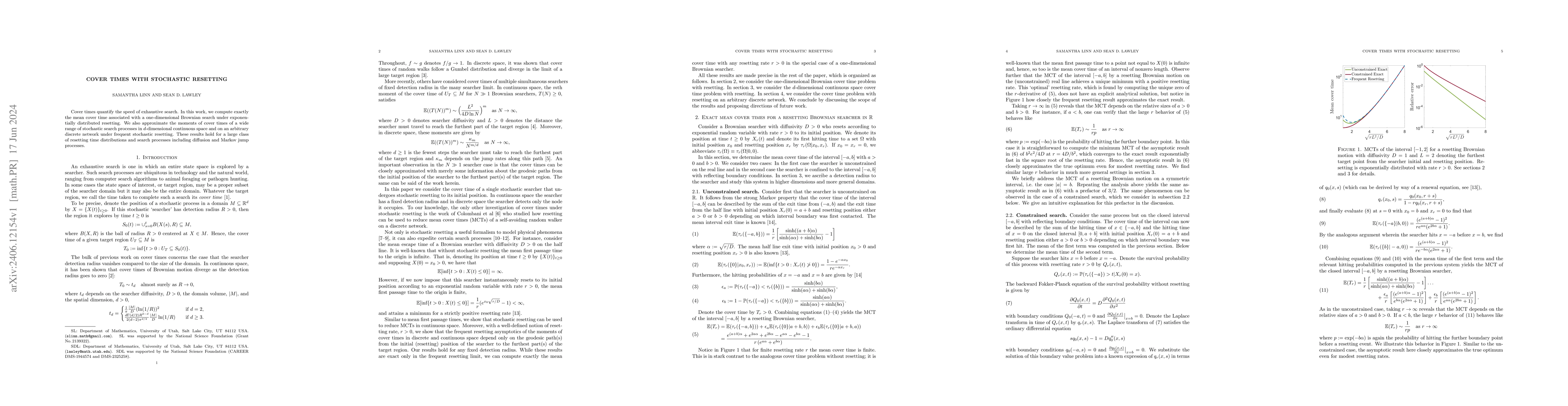 Thumbnail for Cover times with stochastic resetting