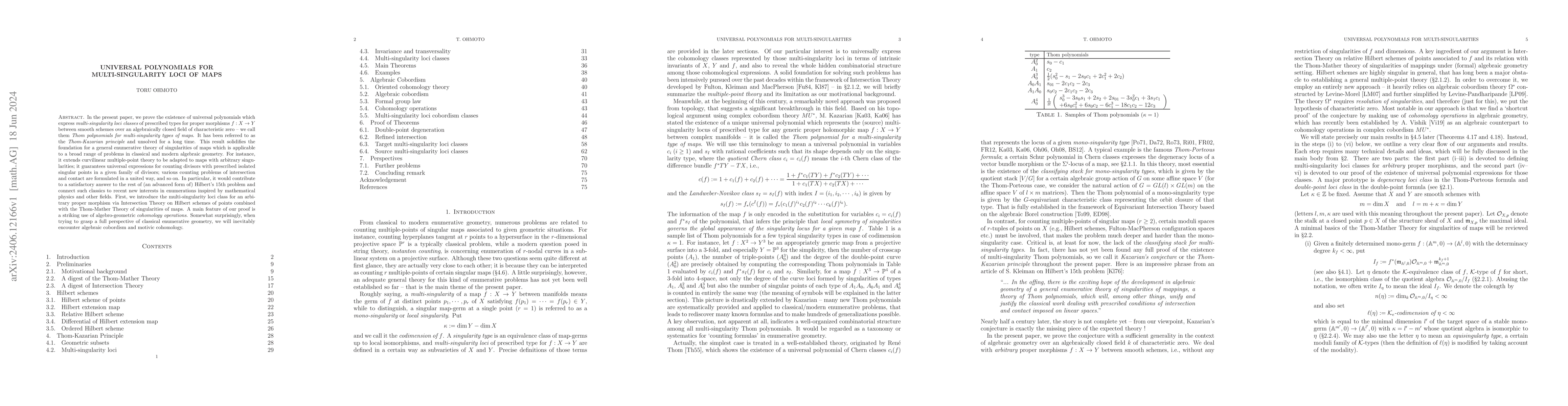 Thumbnail for Universal polynomials for multi-singularity loci of maps