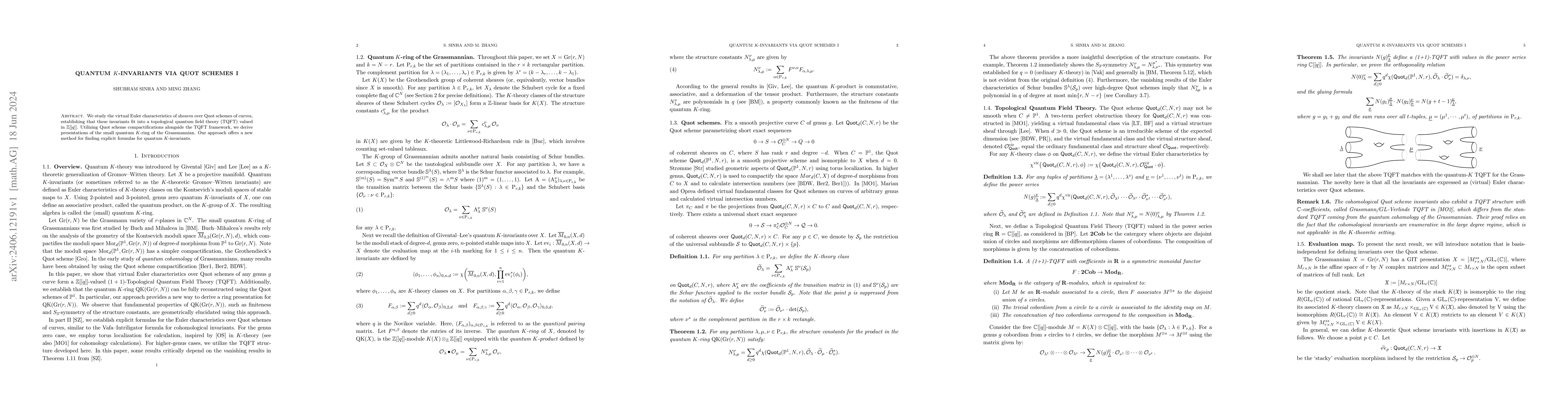 Thumbnail for Quantum $K$-invariants via Quot schemes I