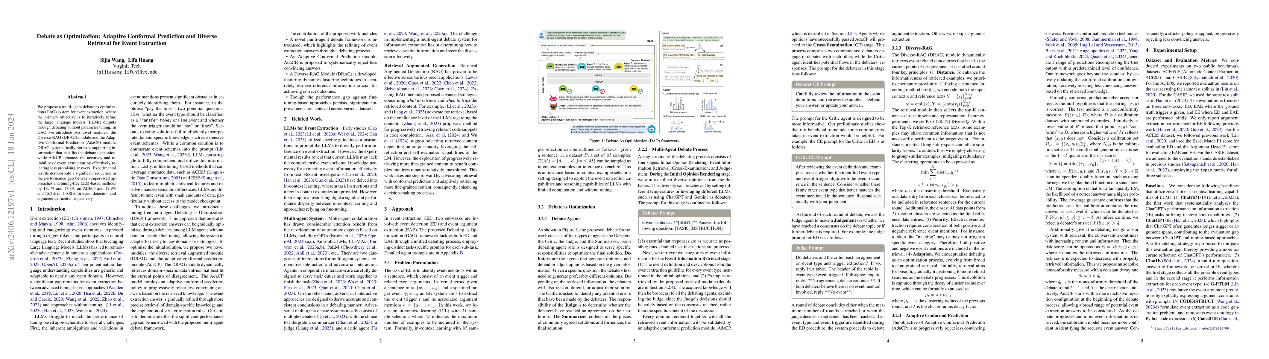 Thumbnail for Debate as Optimization: Adaptive Conformal Prediction and Diverse
  Retrieval for Event Extraction