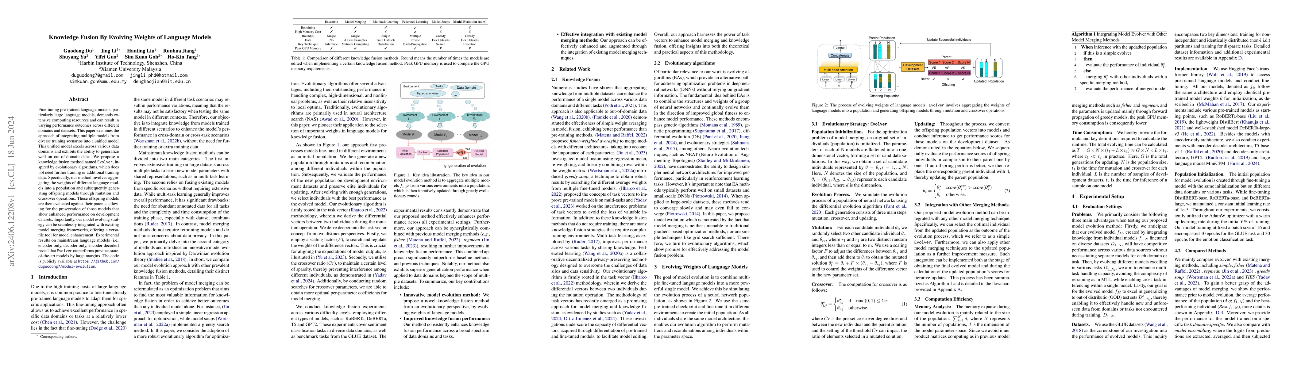 Thumbnail for Knowledge Fusion By Evolving Weights of Language Models