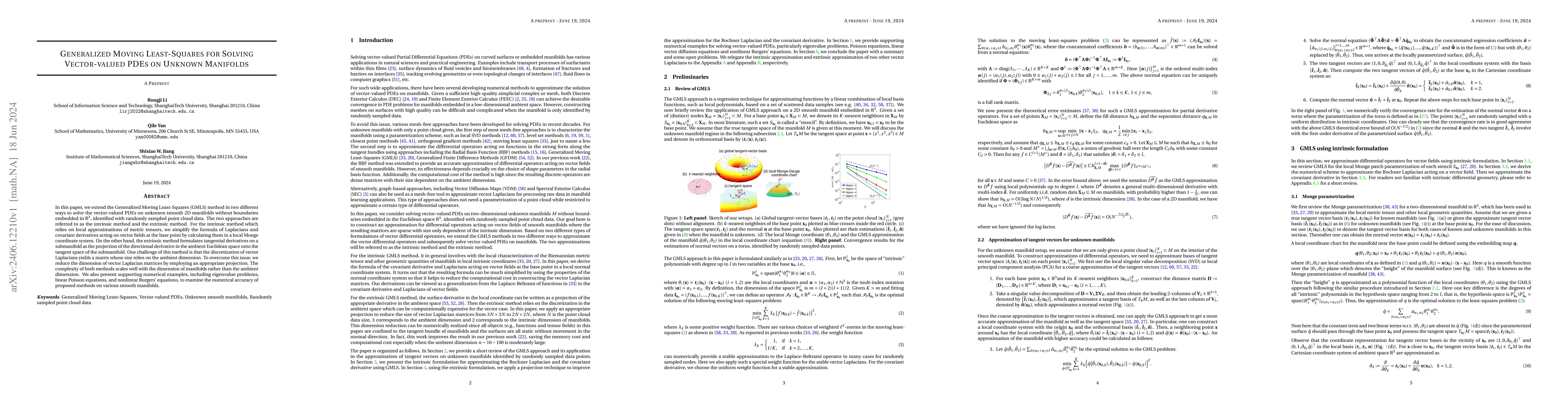 Thumbnail for Generalized Moving Least-Squares for Solving Vector-valued PDEs on
  Unknown Manifolds