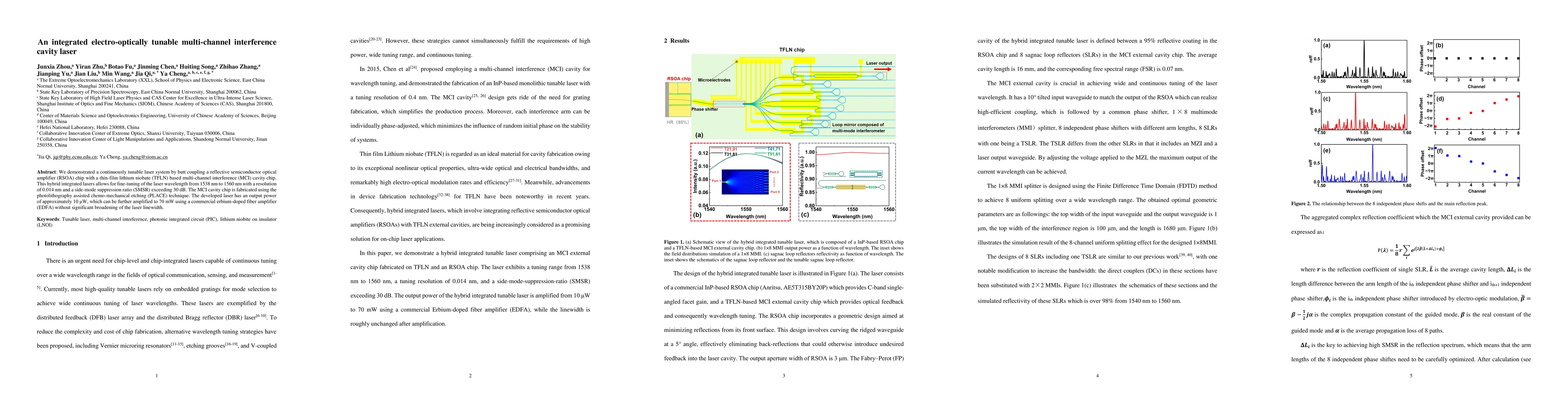 Thumbnail for An integrated electro-optically tunable multi-channel interference
  cavity laser