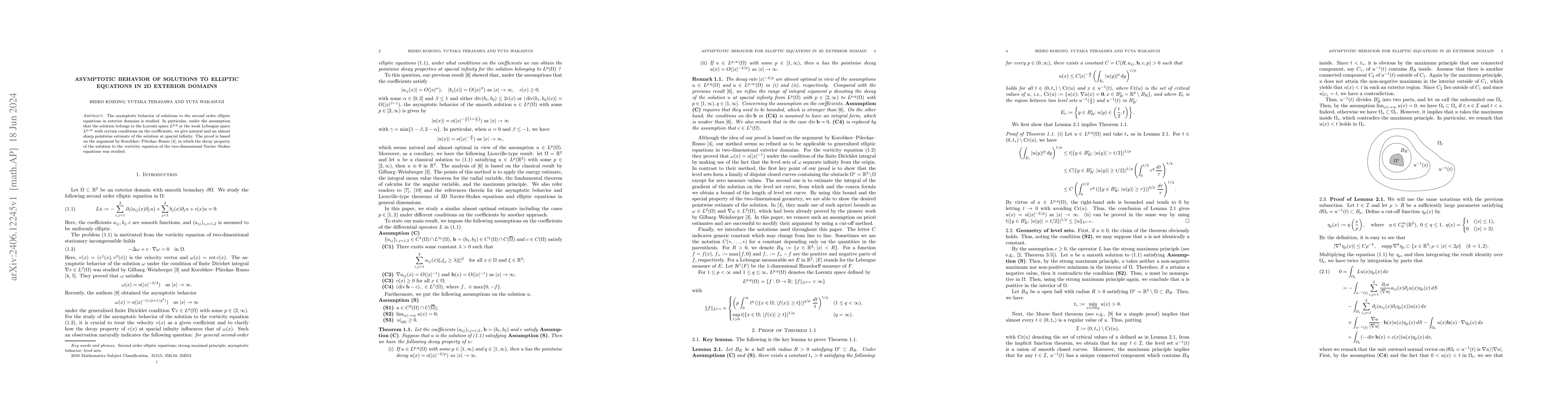 Thumbnail for Asymptotic behavior of solutions to elliptic equations in 2D exterior
  domains