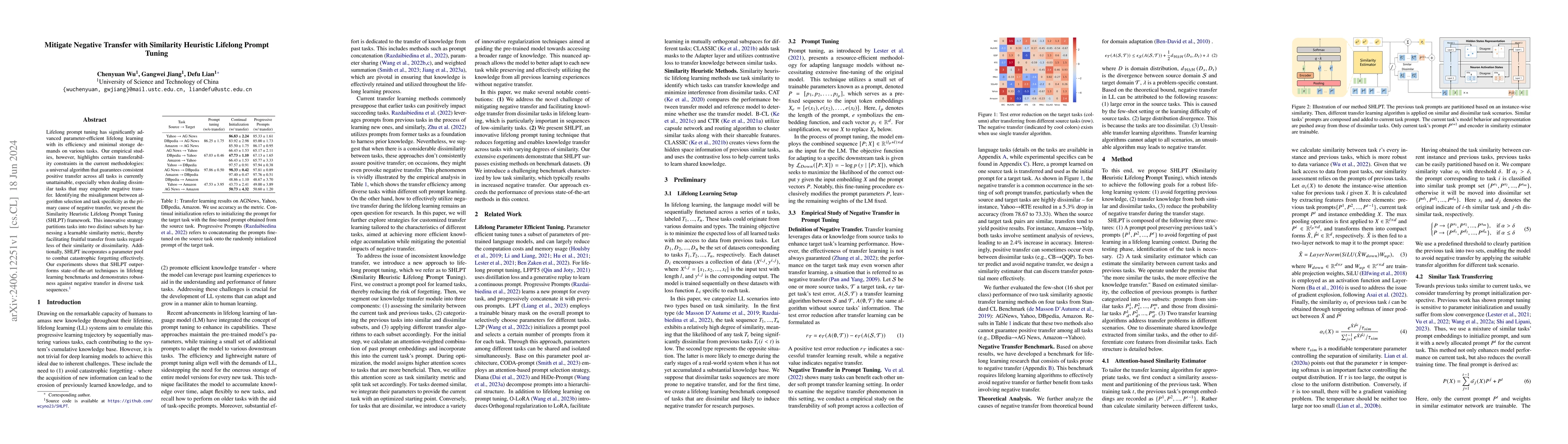 Thumbnail for Mitigate Negative Transfer with Similarity Heuristic Lifelong Prompt
  Tuning