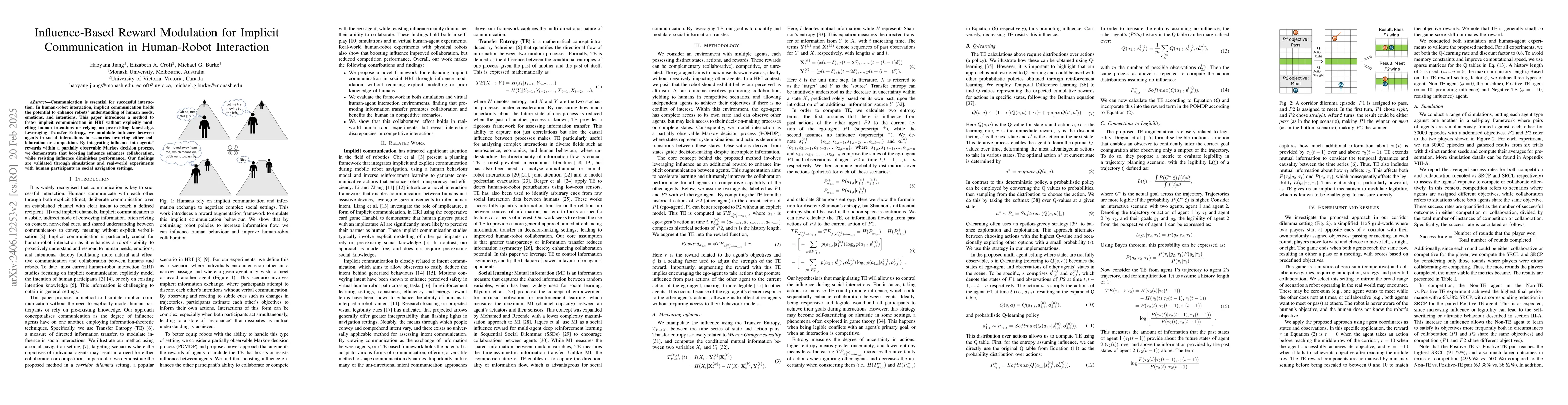 Thumbnail for Model-free Legibility: Enhancing Human-Robot Interactions through
  Implicit Communication and Influence Modulation