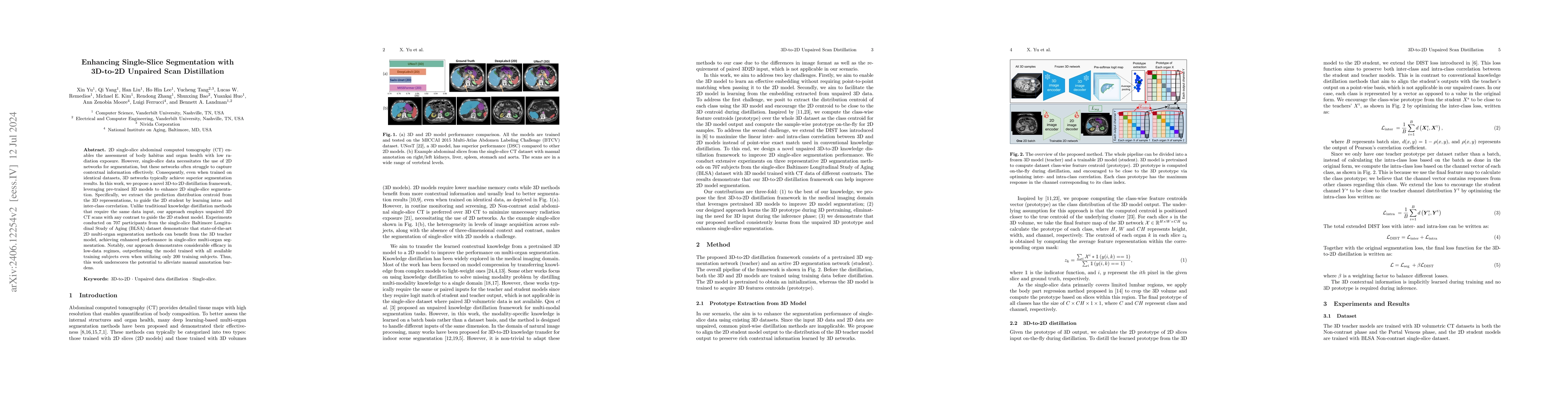 Thumbnail for Enhancing Single-Slice Segmentation with 3D-to-2D Unpaired Scan
  Distillation