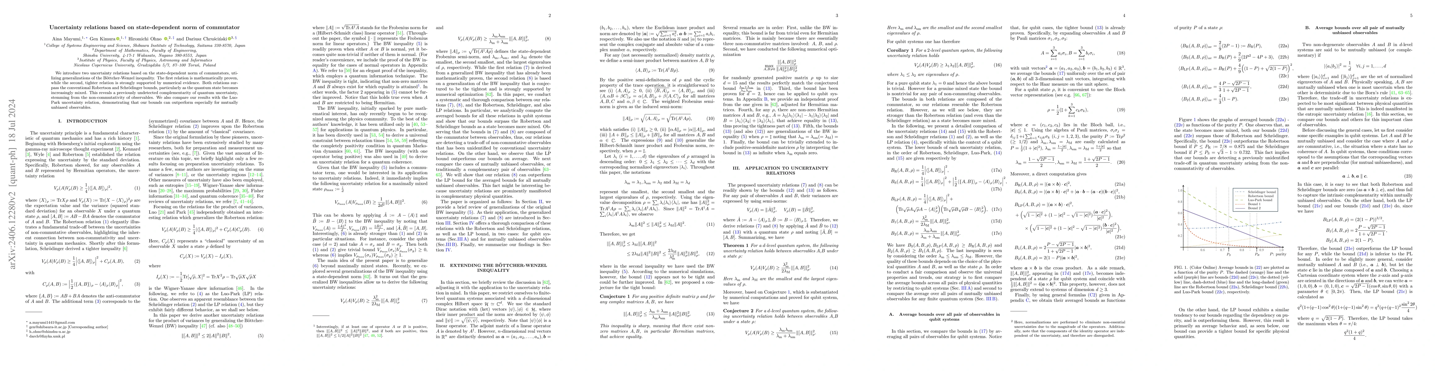 Thumbnail for Uncertainty relations based on state-dependent norm of commutator