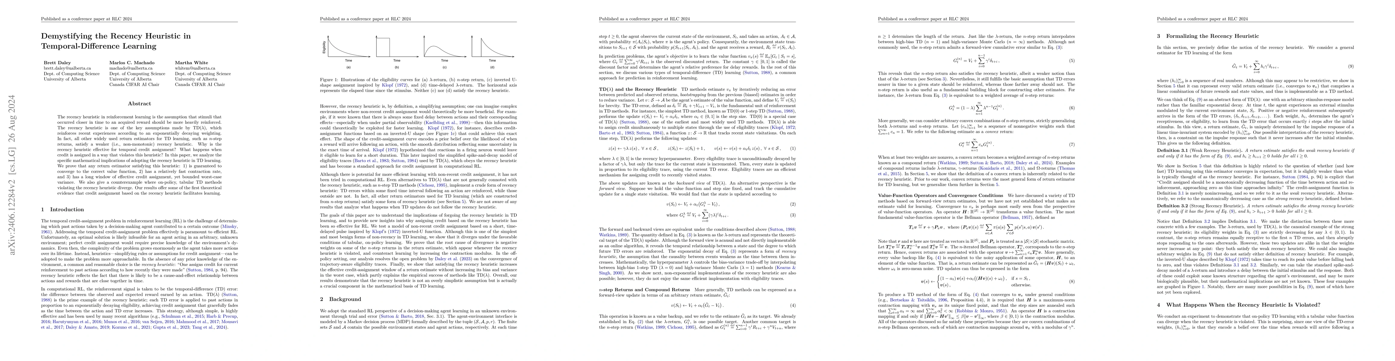 Thumbnail for Demystifying the Recency Heuristic in Temporal-Difference Learning