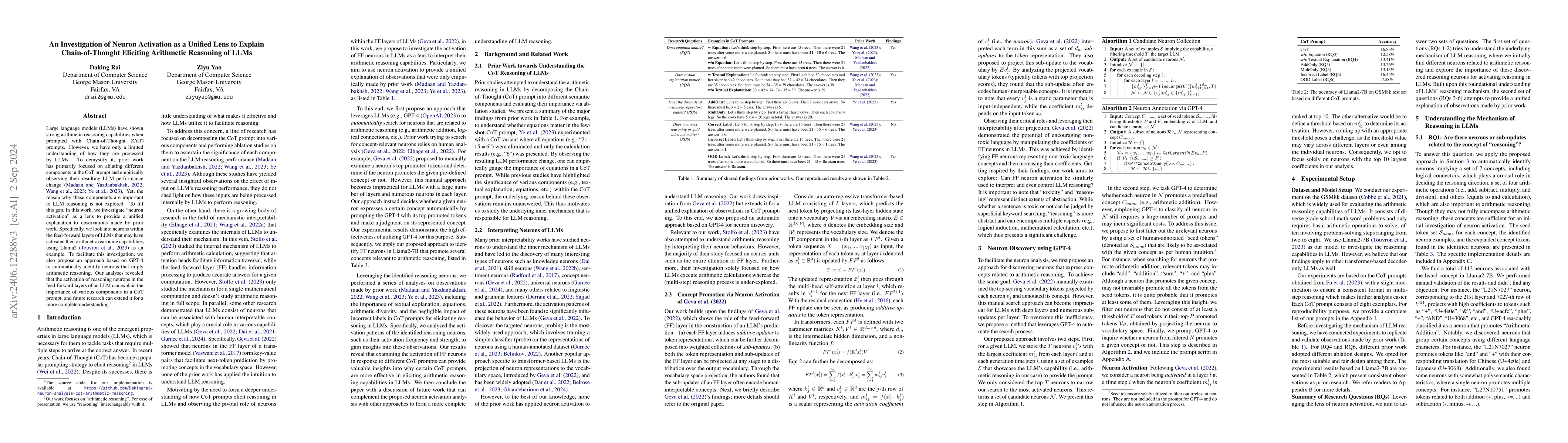 Thumbnail for An Investigation of Neuron Activation as a Unified Lens to Explain
  Chain-of-Thought Eliciting Arithmetic Reasoning of LLMs