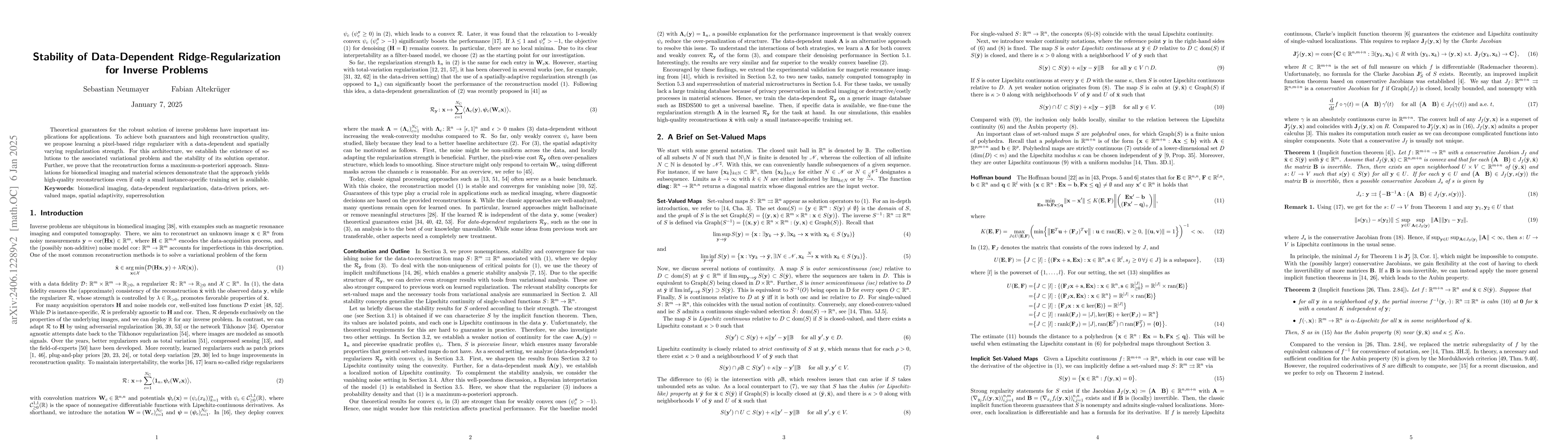 Thumbnail for Stability of Data-Dependent Ridge-Regularization for Inverse Problems