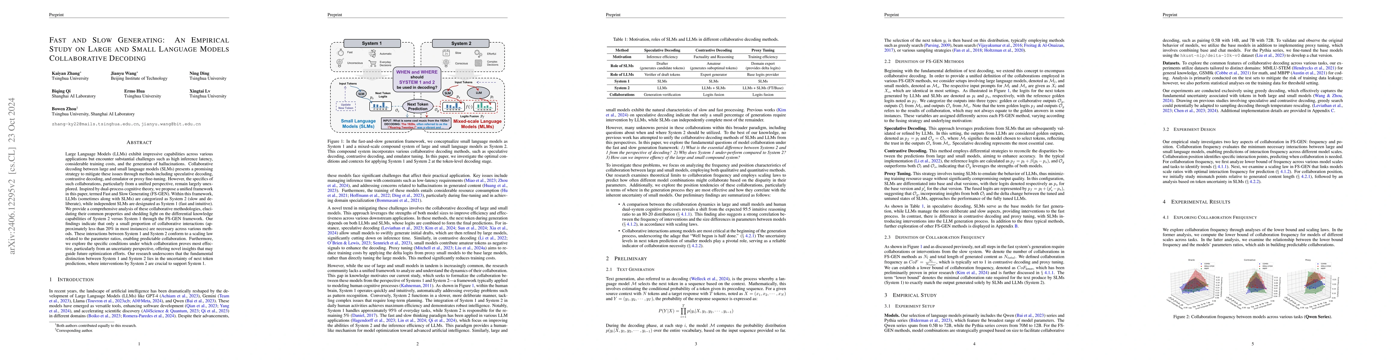 Thumbnail for Fast and Slow Generating: An Empirical Study on Large and Small Language
  Models Collaborative Decoding