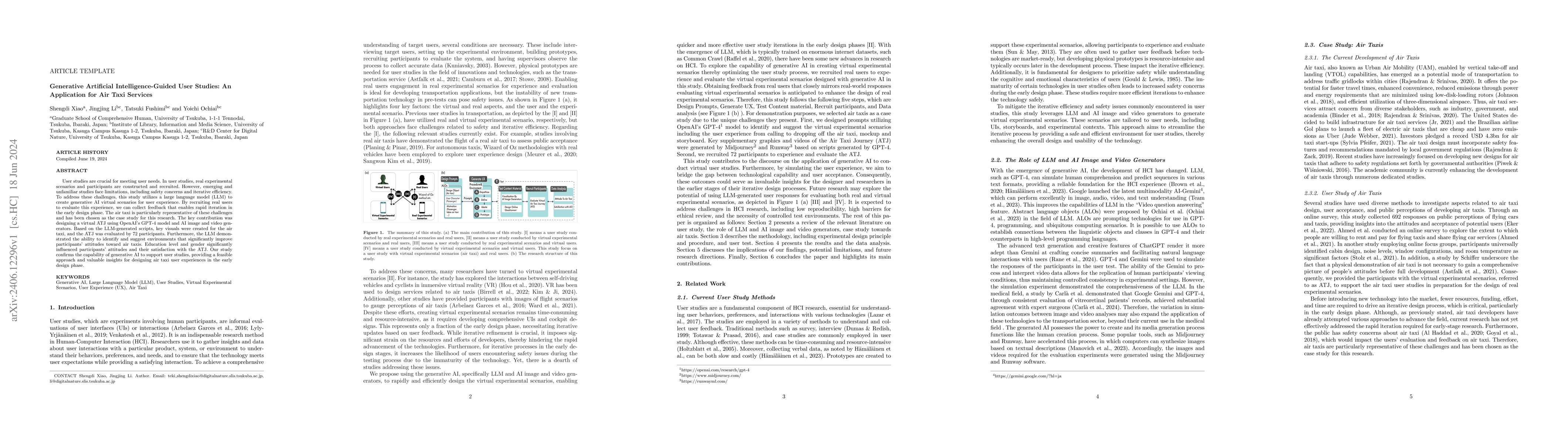 Thumbnail for Generative Artificial Intelligence-Guided User Studies: An Application
  for Air Taxi Services